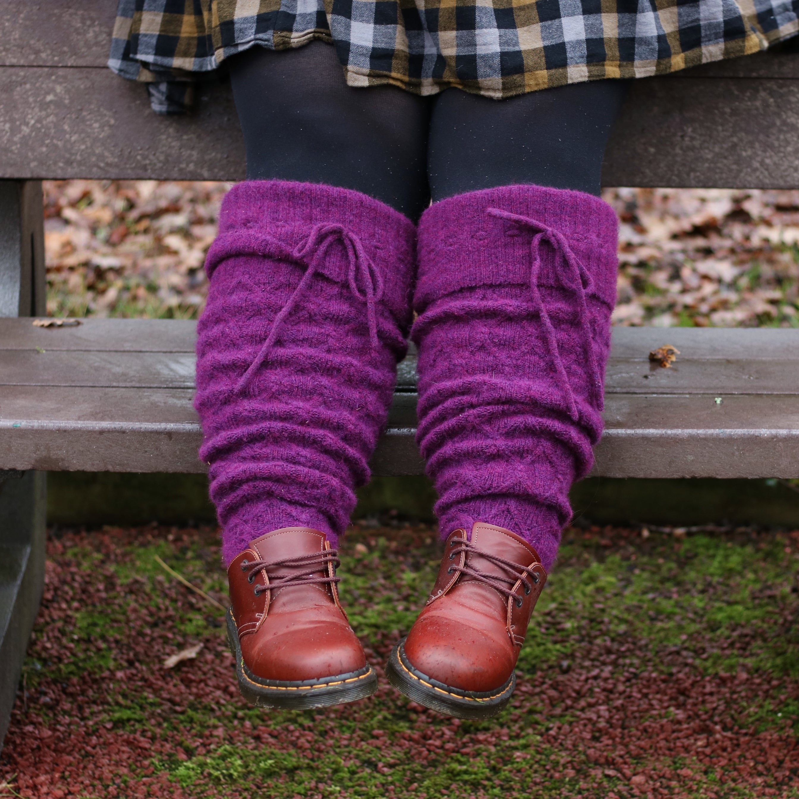 Trixy Xchange Knit Leg Warmers Purple Sweater online Thigh Highs Socks Knee Stockings