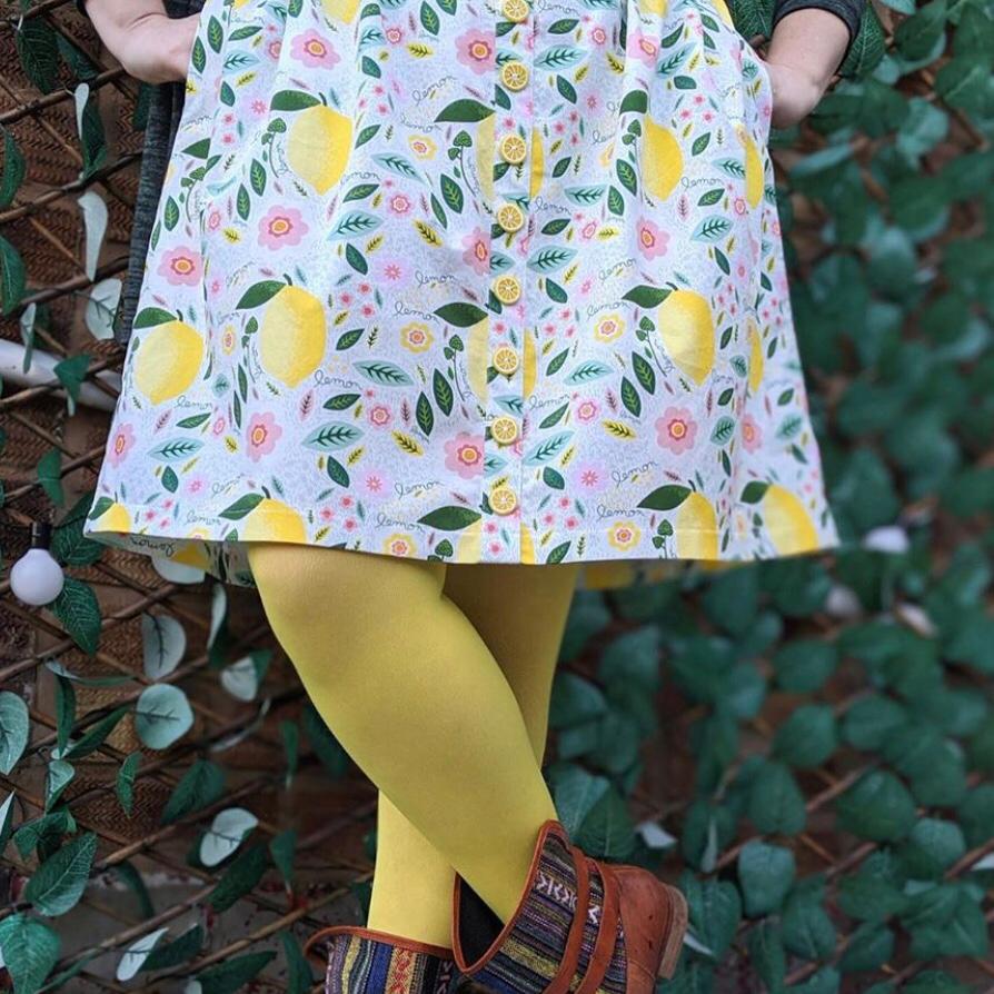 Tights - Opaque Footless Tights - Lemon Sherbet