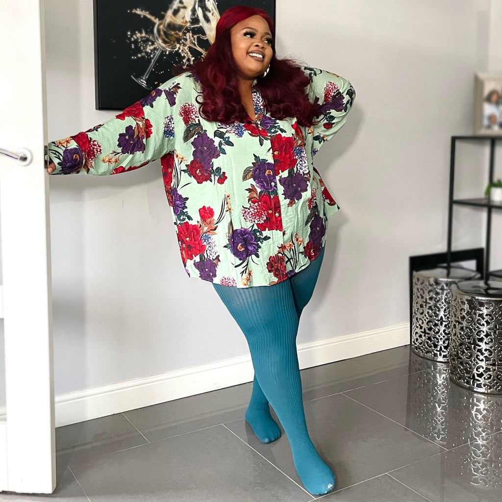 Tights - Super-Opaque Ribbed Tights - Blueberry Muffin