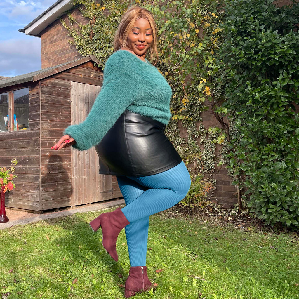 Tights - Super-Opaque Ribbed Tights - Blueberry Muffin