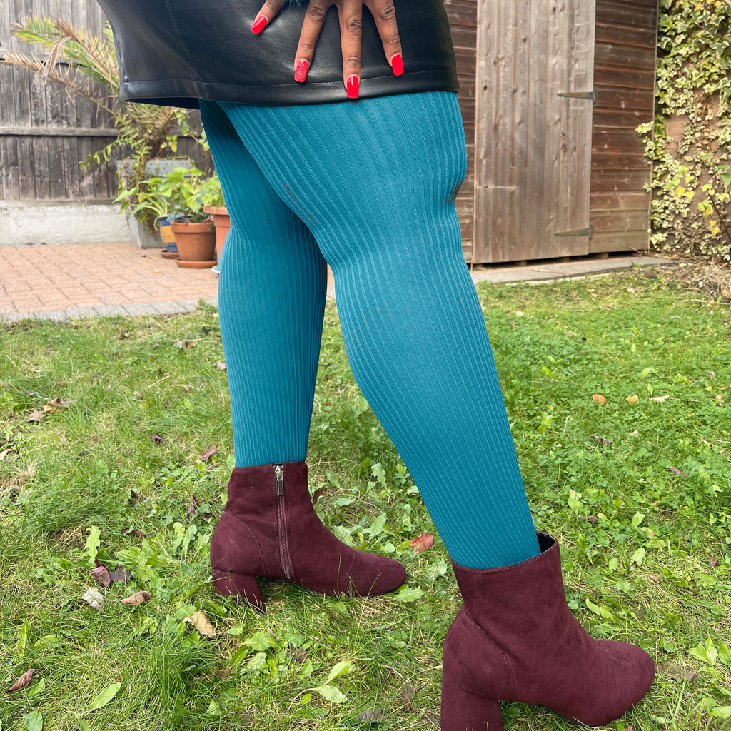 Tights - Super-Opaque Ribbed Tights - Blueberry Muffin