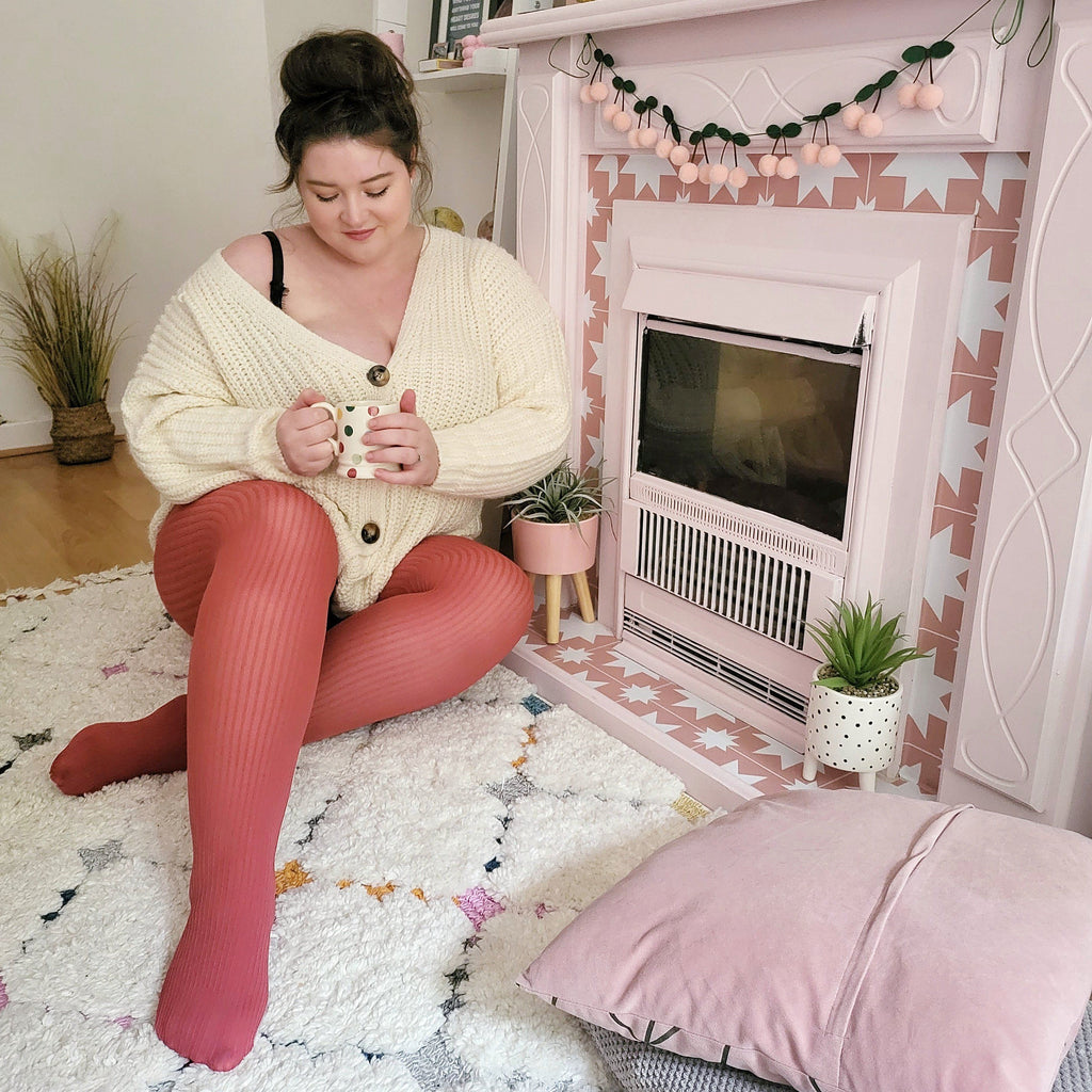 Tights - Super-Opaque Ribbed Tights - Hot Toddy